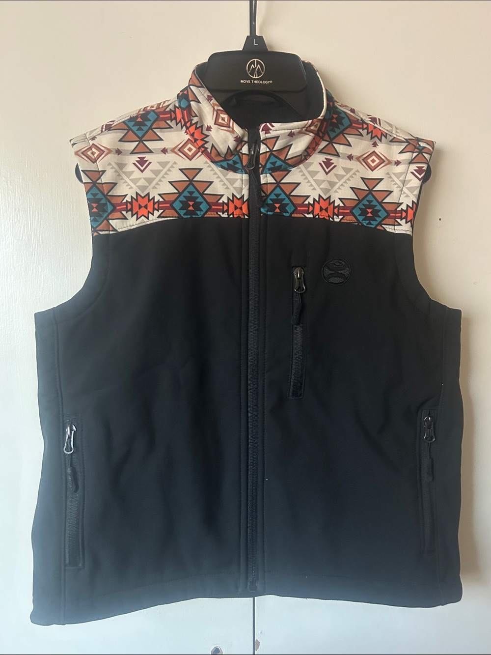 Hooey Black Vest with Cream & Teal Aztec Yoke